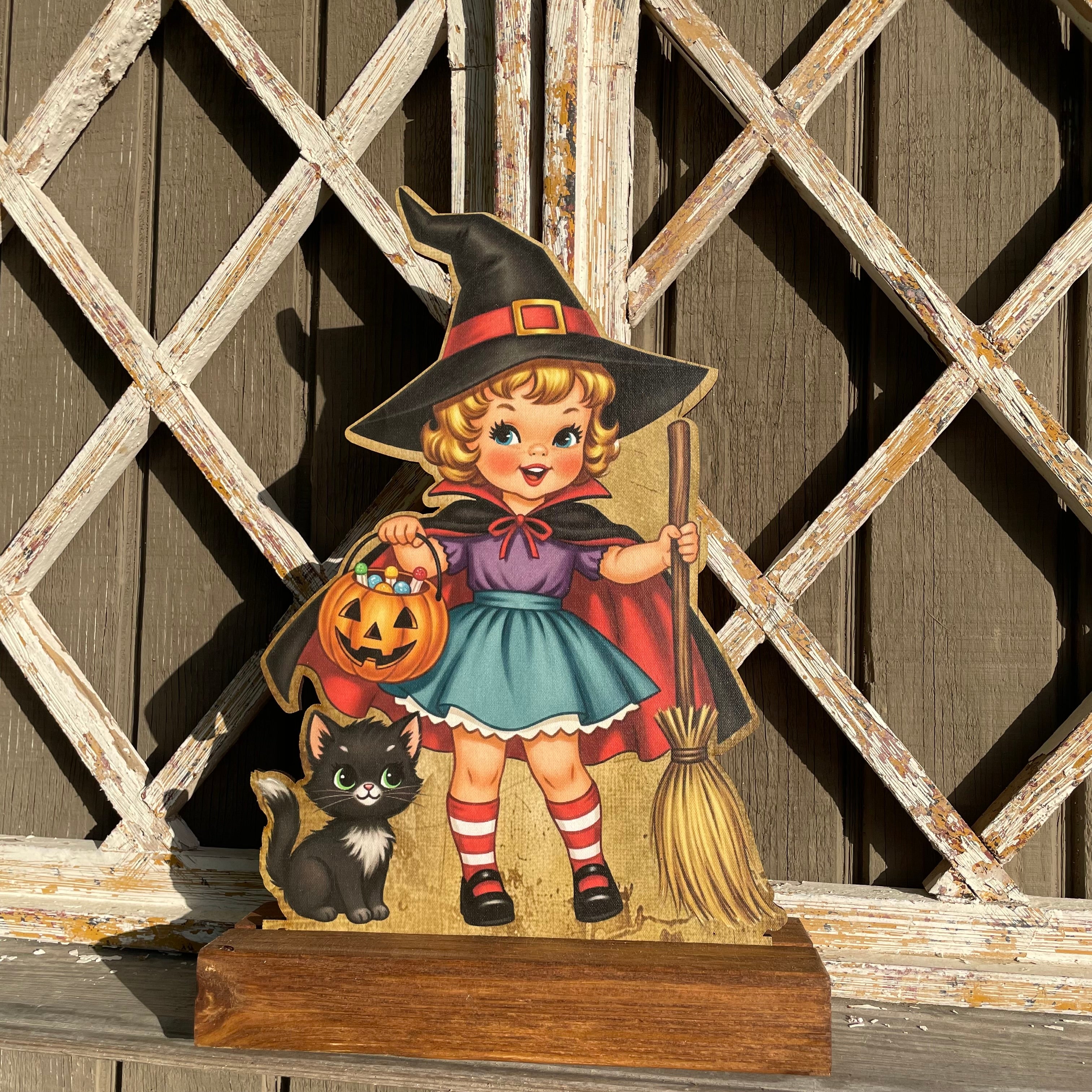 Girl Witch and Black Cat Stand Up