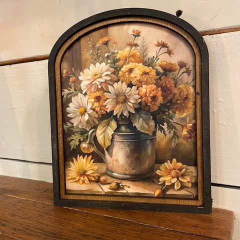 Fall Flower Arrangement Canvas Print in Arched Frame