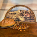 Framed Canvas Print of the Harvest Cradle in Half Moon Frame