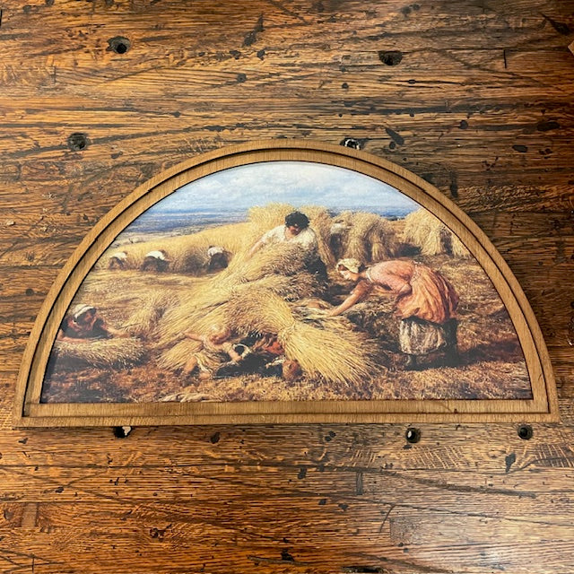 Framed Canvas Print of the Harvest Cradle in Half Moon Frame