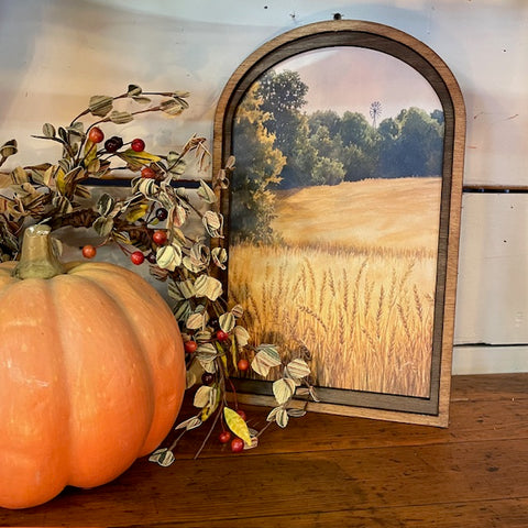 Fall Wheatfield Print in Medium Arch Frame