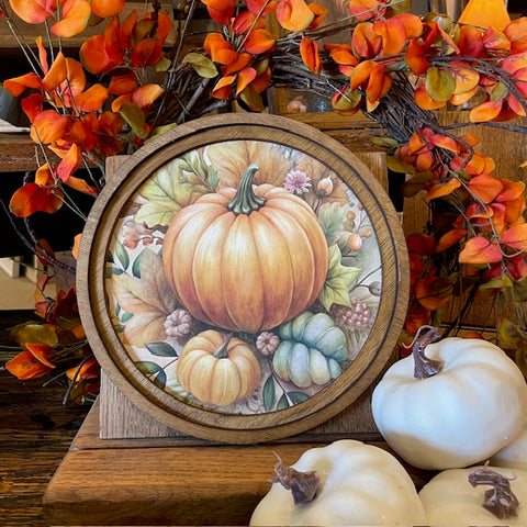 Fall Pumpkins Canvas print in round frame