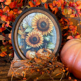 Sunflower and Pumpkins Canvas Print in Oval Frame