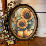 Sunflower and Pumpkins Canvas Print in Oval Frame