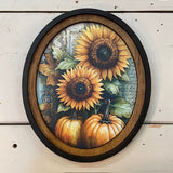Sunflower and Pumpkins Canvas Print in Oval Frame