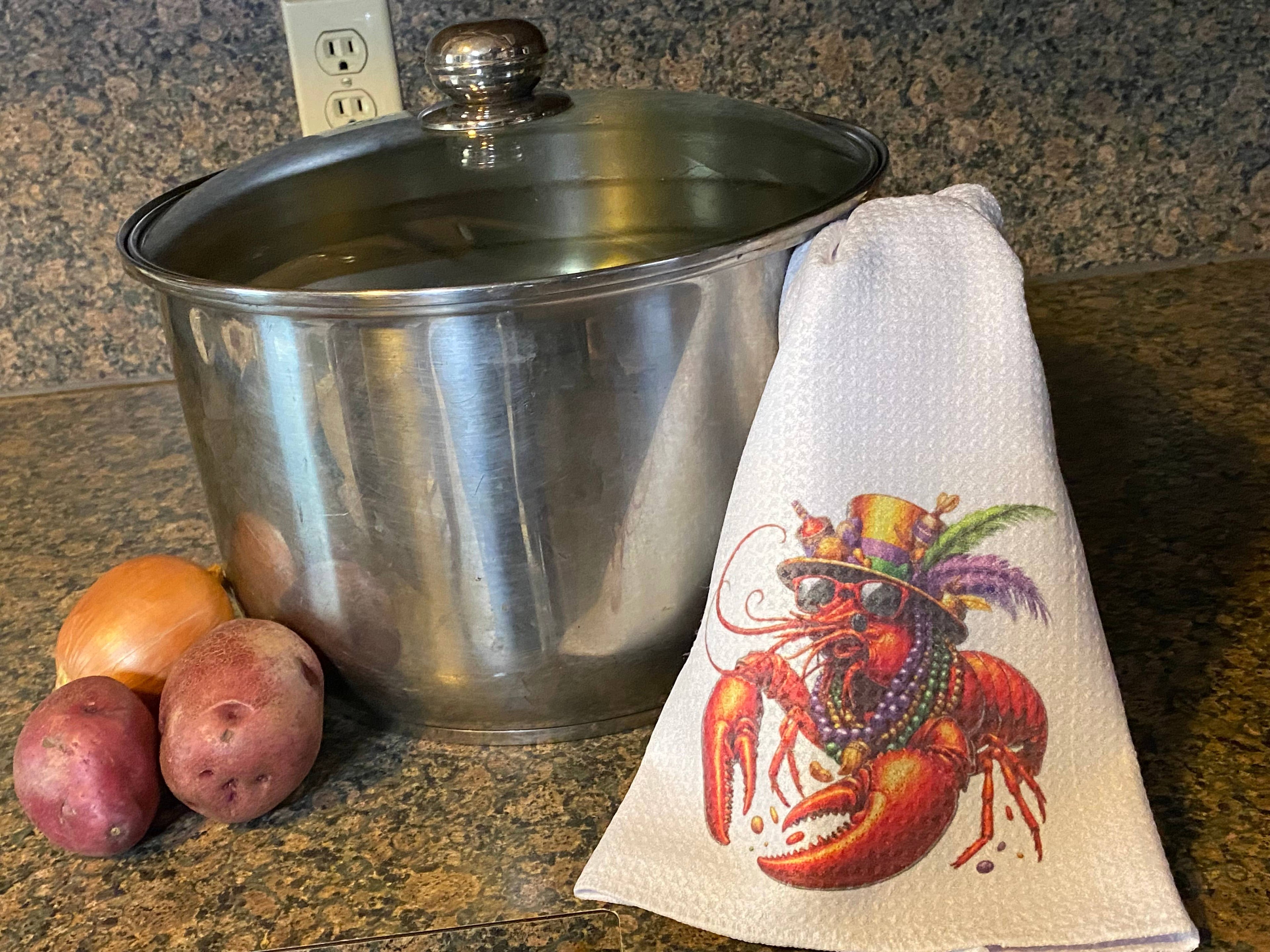 Mardi Gras Party Crawfish Waffle Towel