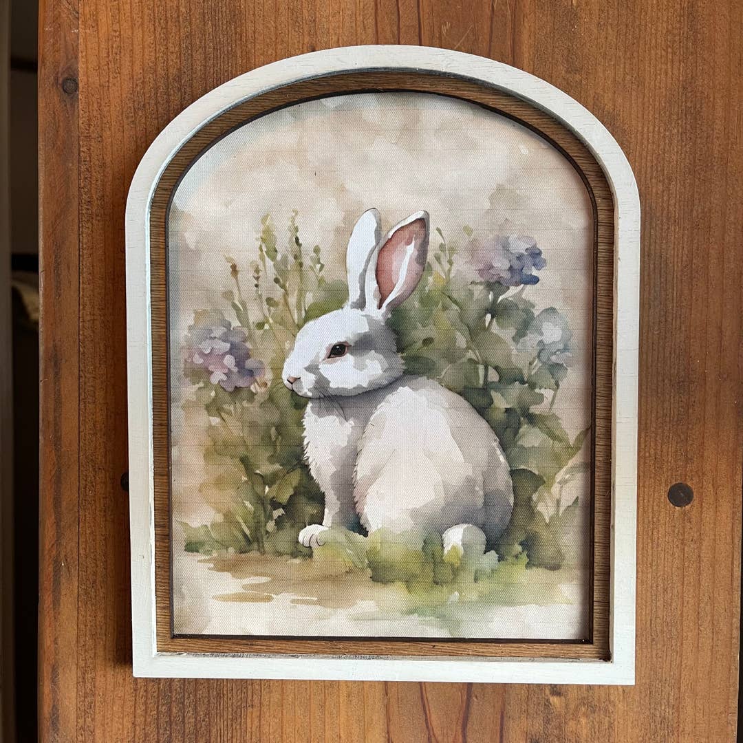 White Bunny and Flower Framed Small Arch