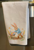 Bunny Pushing Cart of Eggs Waffle Towel