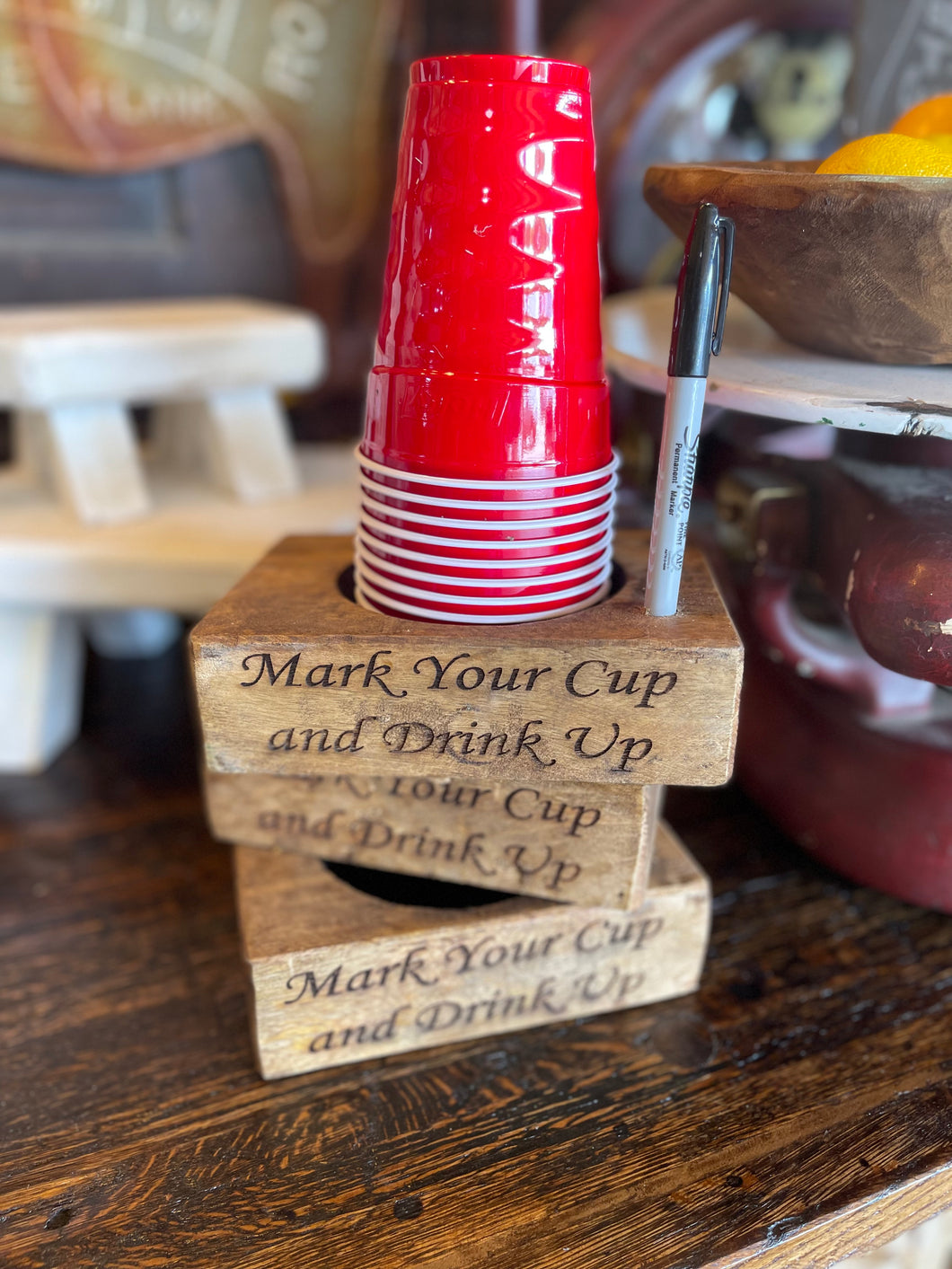 Solo Cup Holder with Sharpie - It holds your solo cups all party long