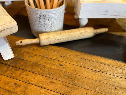 Engraved Rolling Pin Happiness is Homemade